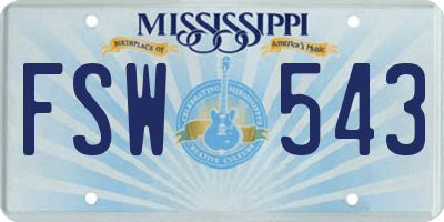MS license plate FSW543