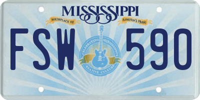 MS license plate FSW590