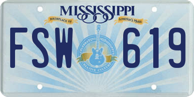 MS license plate FSW619