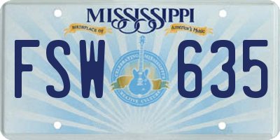 MS license plate FSW635