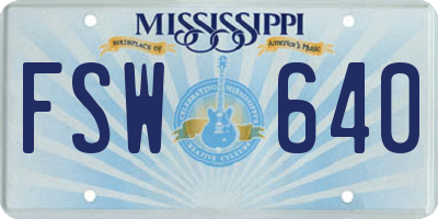 MS license plate FSW640