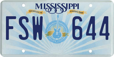 MS license plate FSW644
