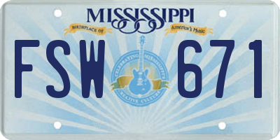 MS license plate FSW671