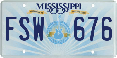 MS license plate FSW676