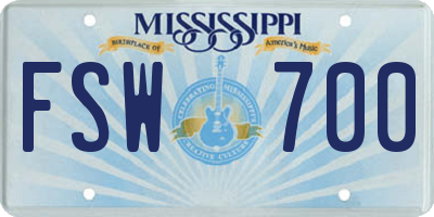MS license plate FSW700