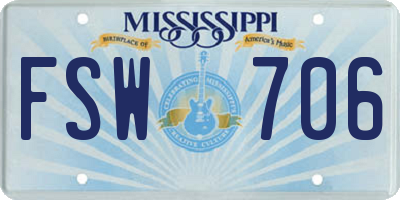 MS license plate FSW706