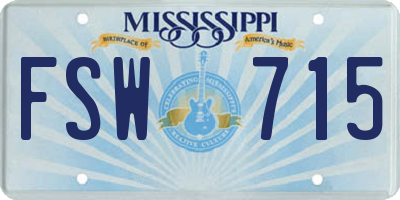 MS license plate FSW715