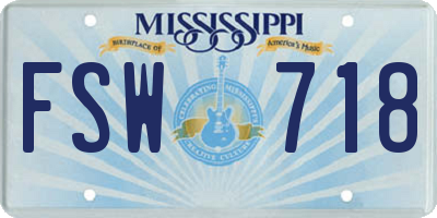 MS license plate FSW718