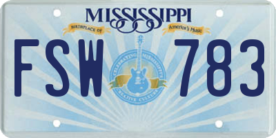MS license plate FSW783