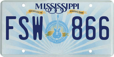 MS license plate FSW866