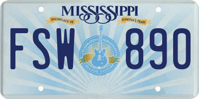 MS license plate FSW890