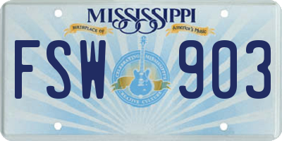 MS license plate FSW903