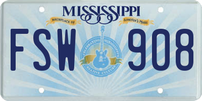 MS license plate FSW908