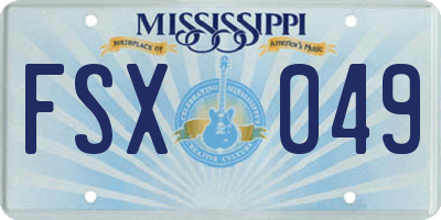 MS license plate FSX049