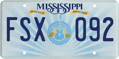 MS license plate FSX092