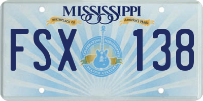MS license plate FSX138