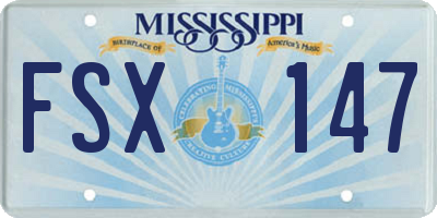 MS license plate FSX147