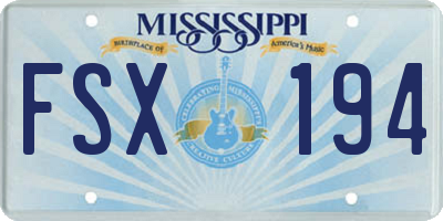 MS license plate FSX194