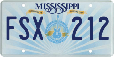 MS license plate FSX212