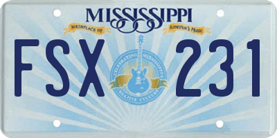 MS license plate FSX231