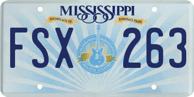 MS license plate FSX263