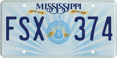 MS license plate FSX374