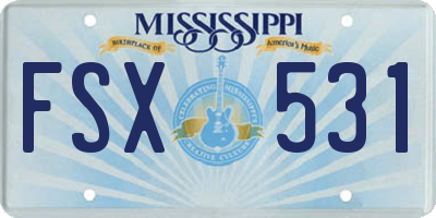 MS license plate FSX531