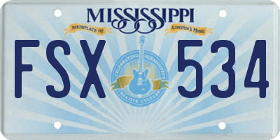 MS license plate FSX534