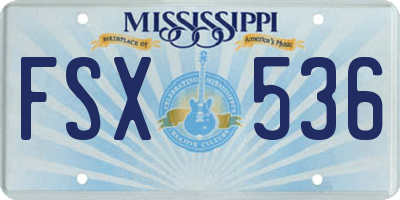 MS license plate FSX536
