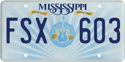 MS license plate FSX603