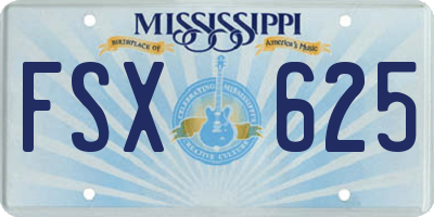 MS license plate FSX625