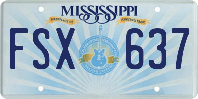 MS license plate FSX637