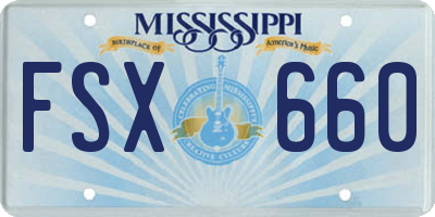 MS license plate FSX660