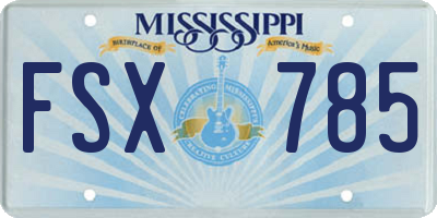 MS license plate FSX785