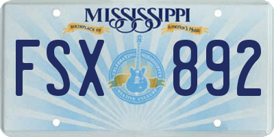 MS license plate FSX892