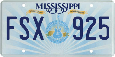 MS license plate FSX925