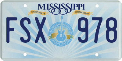 MS license plate FSX978