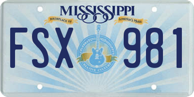 MS license plate FSX981