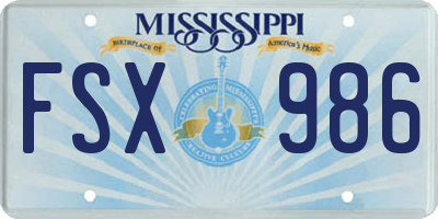 MS license plate FSX986