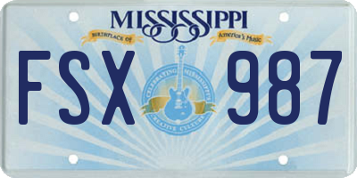 MS license plate FSX987