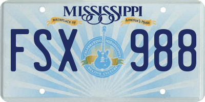 MS license plate FSX988