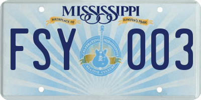 MS license plate FSY003