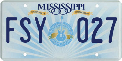 MS license plate FSY027