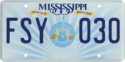 MS license plate FSY030