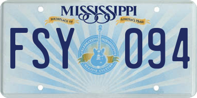 MS license plate FSY094