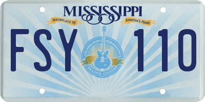 MS license plate FSY110
