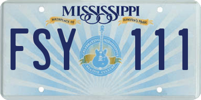 MS license plate FSY111