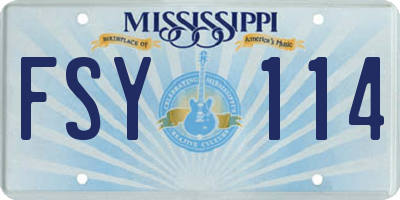 MS license plate FSY114