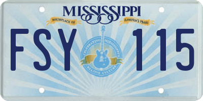 MS license plate FSY115