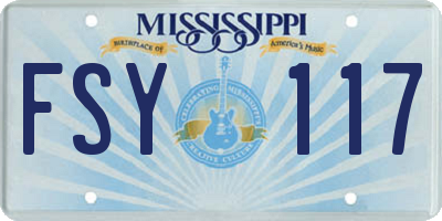 MS license plate FSY117